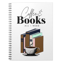 Caderno Espiral Café e Livros é Tudo o que Eu Preciso Vintage
