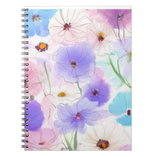 Caderno Espiral Café Floral de Aquarela Pastel 