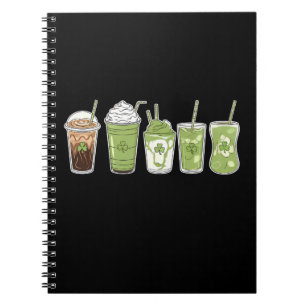 Caderno Espiral Café Latte Verde Fofo Irlandês Dia de São Patrício