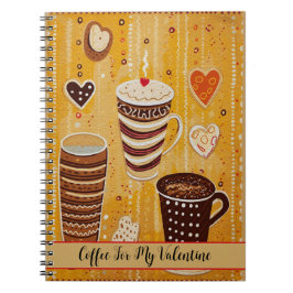 Caderno Espiral Café Para O Meu Namorados Corações De Cartoons Bon