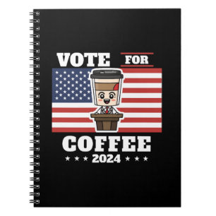 Caderno Espiral Café para presidente, vote no café
