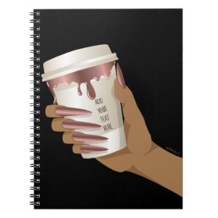 Caderno Espiral café para viagem mão adicionar citação chefe baby