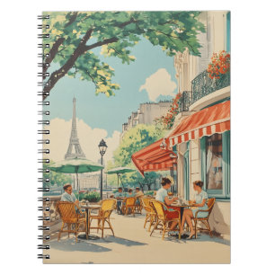 Caderno Espiral Café Parisiense com Vista Eiffel