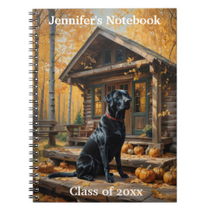 Caderno Espiral Café preto Labrador Retriever Log Cabine