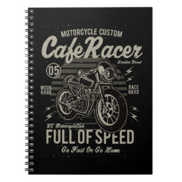 Caderno Espiral Café Racer Work Race Duro Duro Ir Rápido ou Ir par