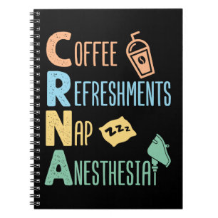 Caderno Espiral Café Refreshação Nap Anestesia CRNA