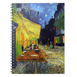 Caderno Espiral Café Terrace à noite por Vincent Van Gogh