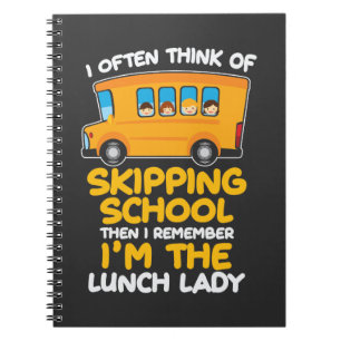 Caderno Espiral Cafeteria pulando ônibus escolar. Sou a moça do