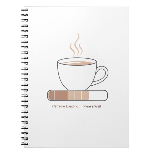 Caderno Espiral Caffeine Loading -Minimalist Funny Coffee Line Art (Frente)