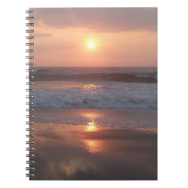 Caderno Espiral Cahier Coucher de soleil rose sur la plage