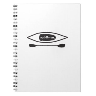 Caderno Espiral Caiaque e pá, linha preta simples design da arte