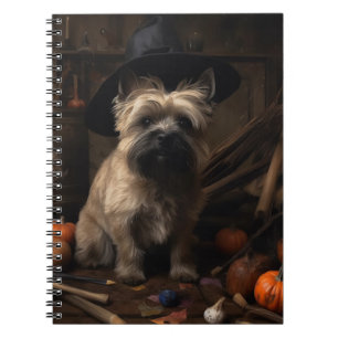 Caderno Espiral Cairn Terrier Abóboras Dia das Bruxas Assustador