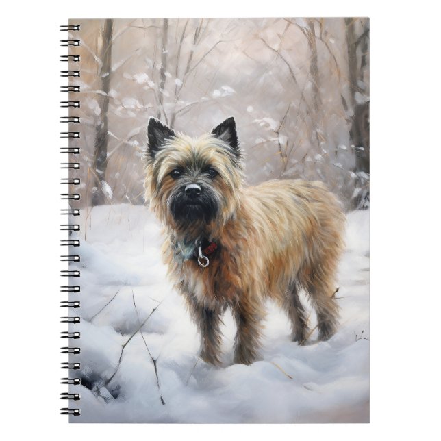 Caderno Espiral Cairn Terrier Deixe-o nevar no Natal (Frente)