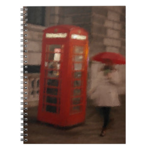 Caderno Espiral Caixa de Telefone Vermelho do Dia Rainha de Londre