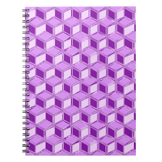 Caderno Espiral Caixas 3D cromadas - roxo violeta (Frente)