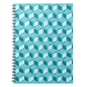 Caderno Espiral Caixas 3D de cromo - turquesa / aqua