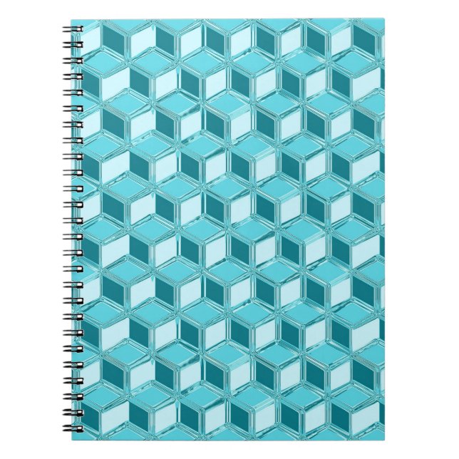 Caderno Espiral Caixas 3D de cromo - turquesa / aqua (Frente)