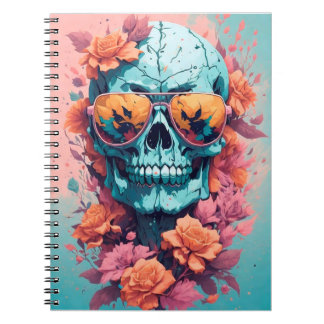 Caderno Espiral Calavera Floral Colorida