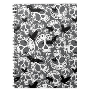 Caderno Espiral Calaveras Decorativas do Halloween