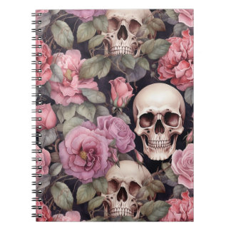 Caderno Espiral Calaveras y Rosas Vintage – Arte Gótico Floral
