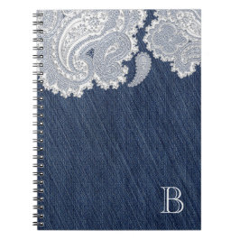 Caderno Espiral Calça Jeans e Renda Branca Elegante Casamento de N
