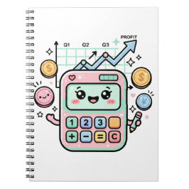 Caderno Espiral Calculadora Pastel Kawaii Adesivo de Finanças para