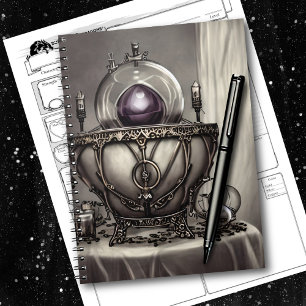 Caderno Espiral Caldeirão de Ornamentado de prata com esfera de cr