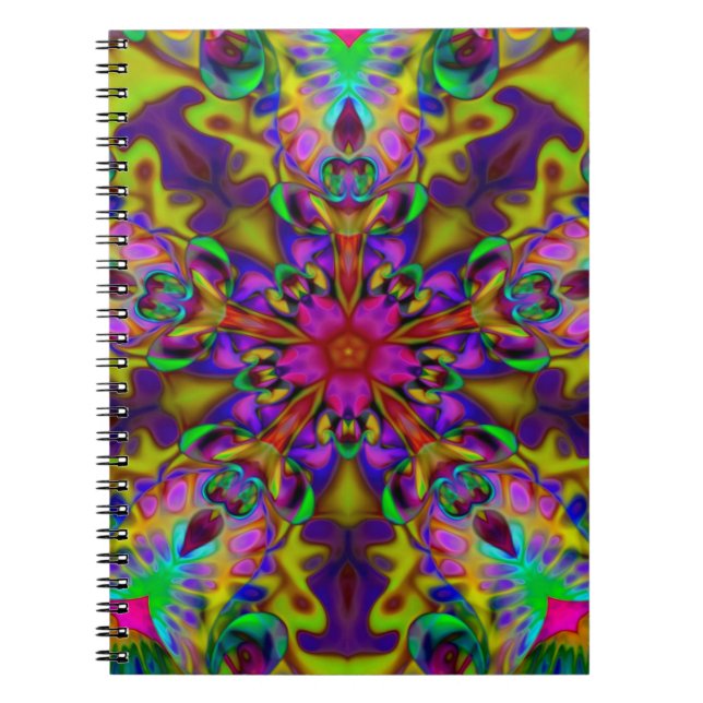 Caderno Espiral Caleidoscópio Apofílise Arte Fractal - II (Frente)