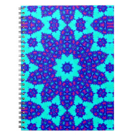 Caderno Espiral Caleidoscópio Azul Mágico floresceu