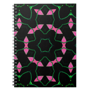 Caderno Espiral Caleidoscópio de Esmeralda e Rosa
