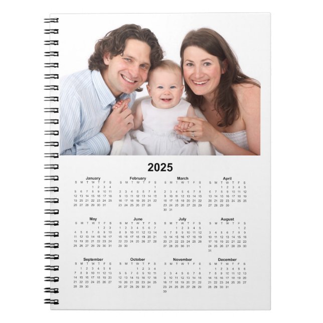 Caderno Espiral Calendário 2025 com Foto Personalizada (Frente)