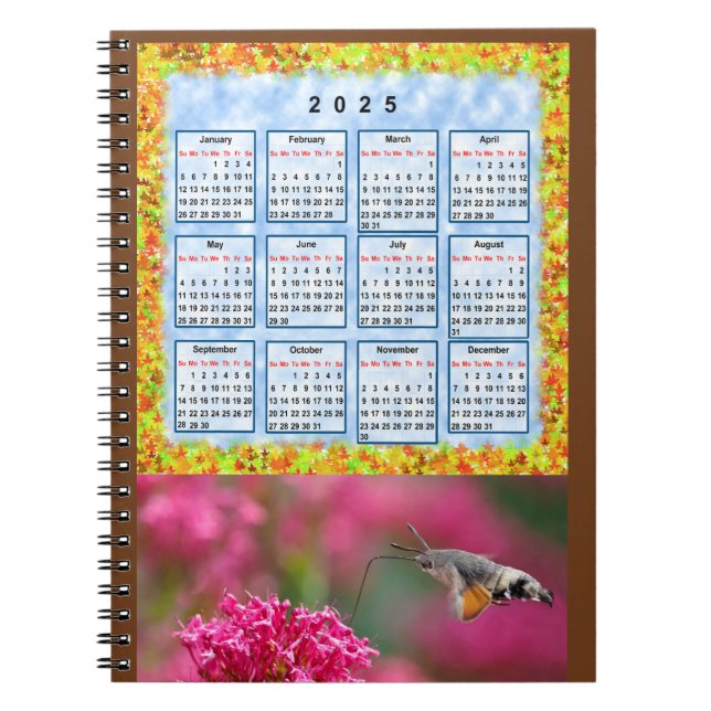 Caderno Espiral Calendário do exercício de 2025 (Frente)