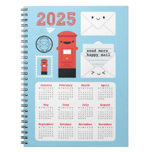 Caderno Espiral Calendário do Kawaii Happy Mail 2025