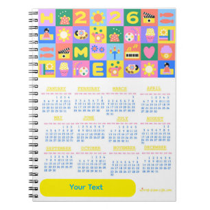 Caderno Espiral Calendário doméstico fácil e feliz personalizado 2