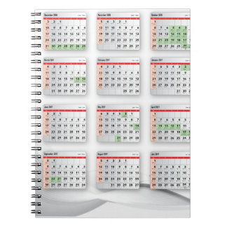 Caderno Espiral Calendário inglês hebreu 2016-2017