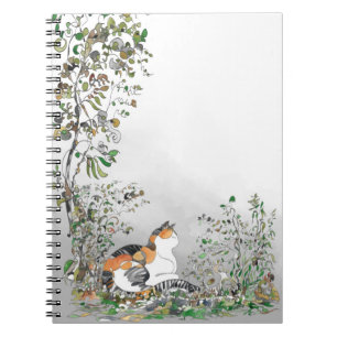 Caderno Espiral Calico Cat No Jardim