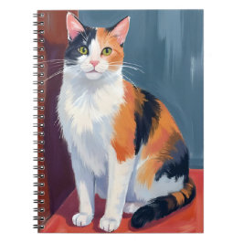 Caderno Espiral Calico Cat | Watercolor Pretty Kitten Cat Pet