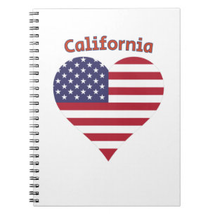 Caderno Espiral California American Flag Heart