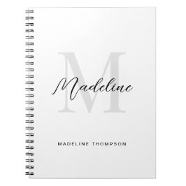 Caderno Espiral Caligrafia de Letra Minima Preta e Branca Monogram