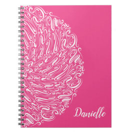 Caderno Espiral Caligrafia Elegante Rosa Quente