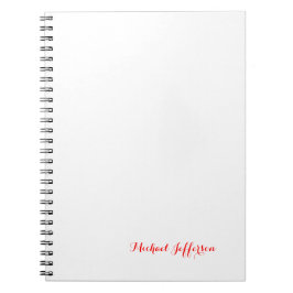 Caderno Espiral Caligrafia Elegante Simples Simples Vermelho Branc