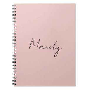 Caderno Espiral Caligrafia Rosa Dourado Elegante Simples Nome Plan