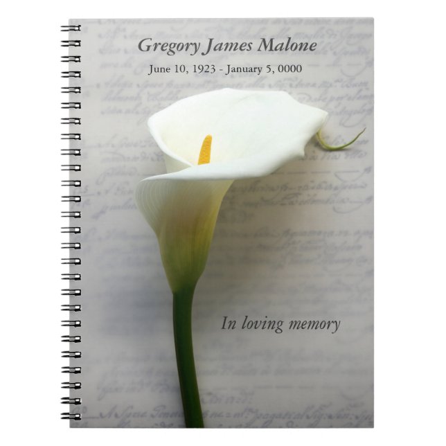 Caderno Espiral Calla lily na caligrafia (Frente)