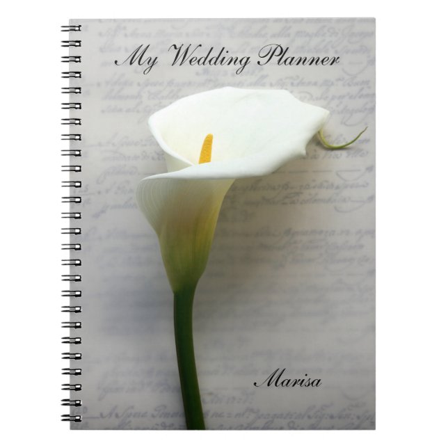 Caderno Espiral Calla Lily na caligrafia antiga (Frente)