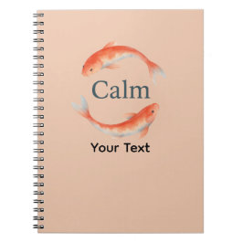 Caderno Espiral Calm Koi Fish Watercolor Zen Circ