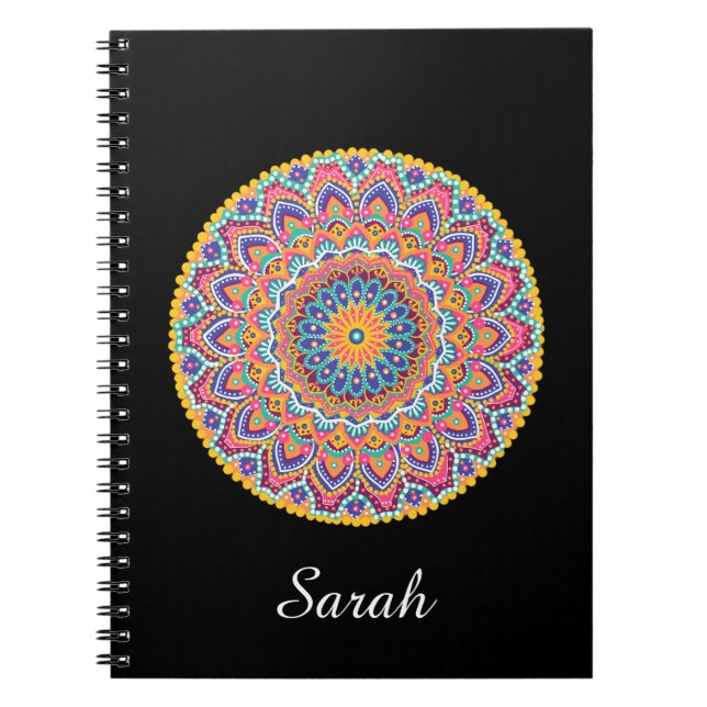 Caderno Espiral Calm Linda e Colorida Floral Mandala (Frente)