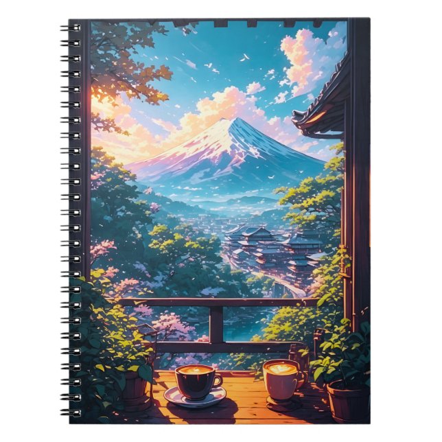 Caderno Espiral Calma Matinal sobre Fuji (Frente)