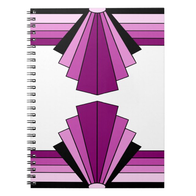 Caderno Espiral Camadas de Deco de Arte em Pinks (Frente)