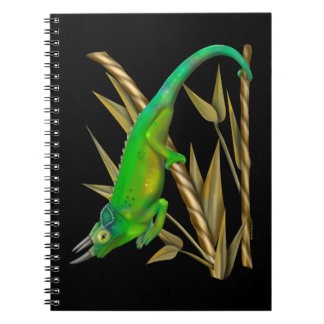 Caderno Espiral Camaleão de Jackson a sair no bambu