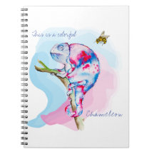 Camaleão e abelha coloridos brilhantes.